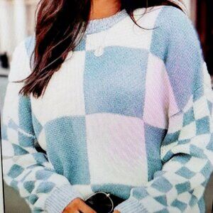 Plus size color block sweater
